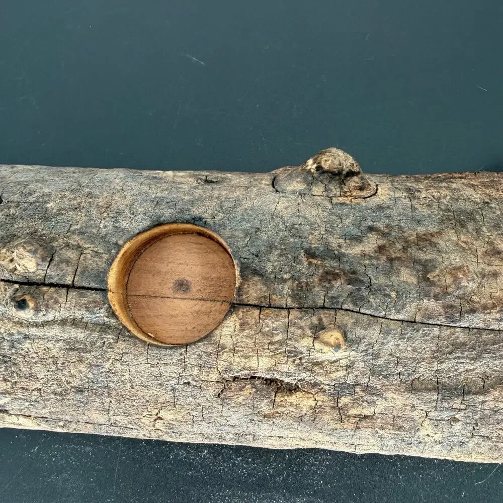 Primitive Natural Log Wood Candleholder 3 Hole Votive Tealight Centerpiece Cabin